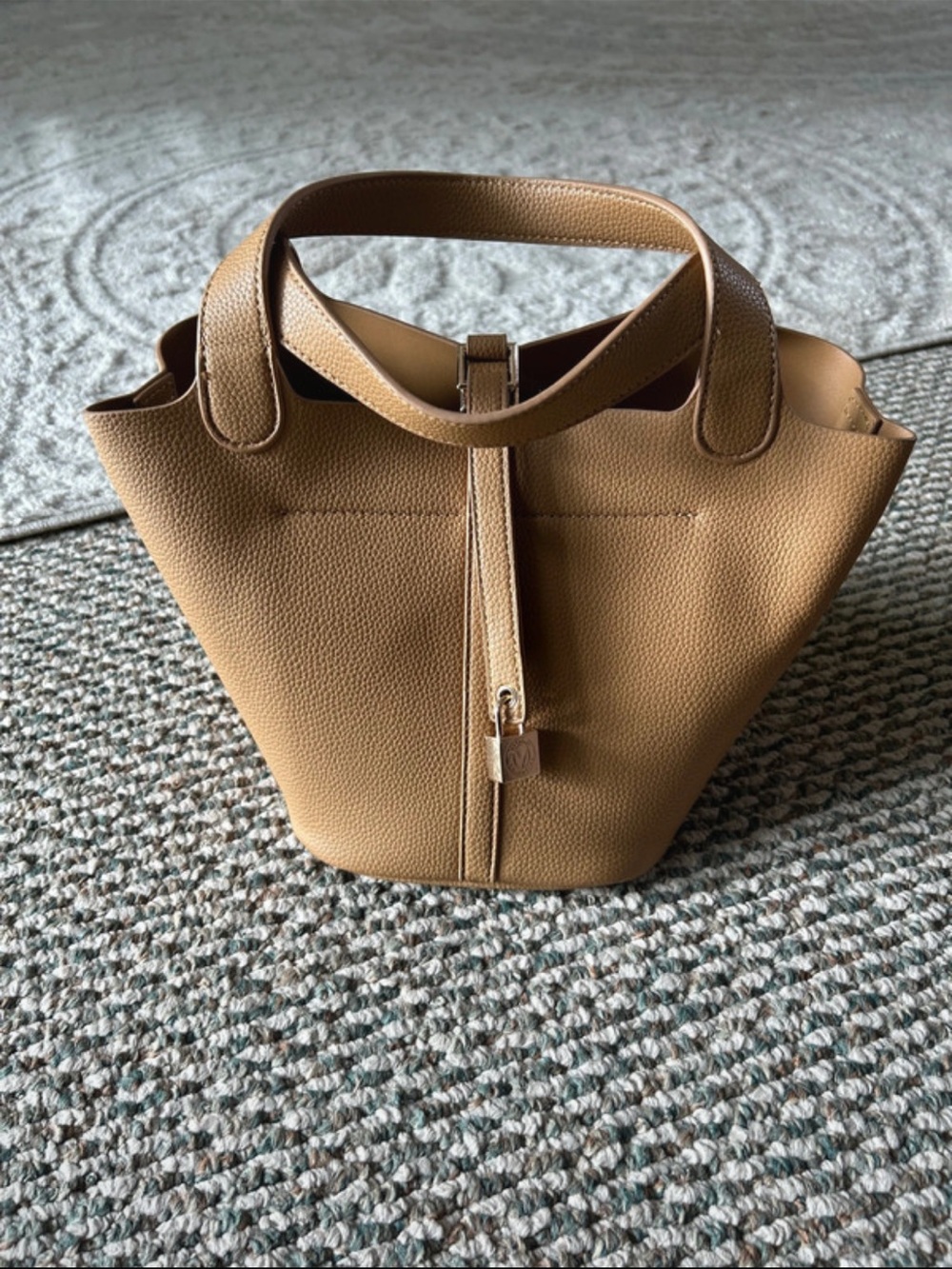 Valentino Orlandi Milano Tan Khaki Bucket Tote Handbag
